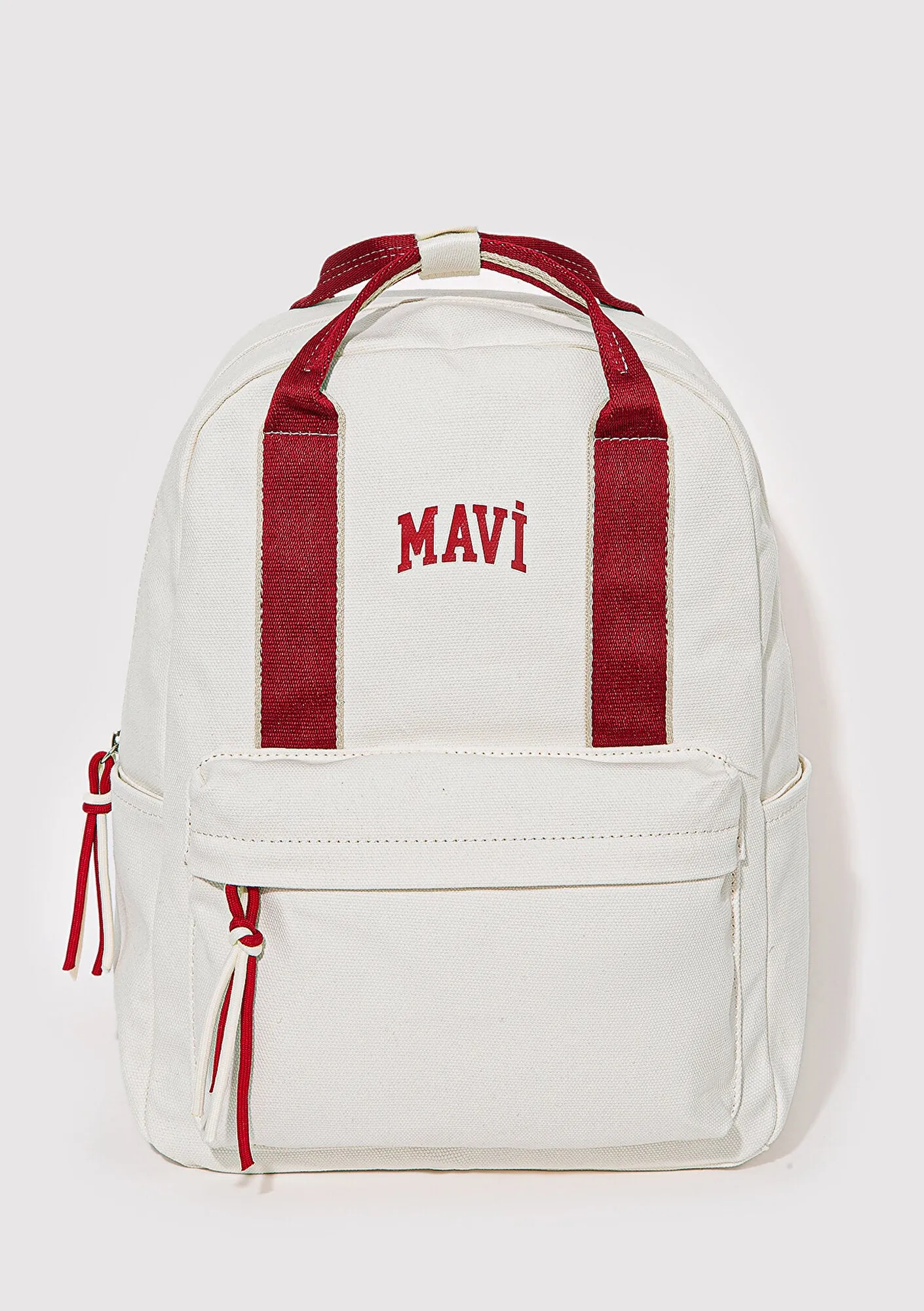 Red Detailed Ecru Backpack