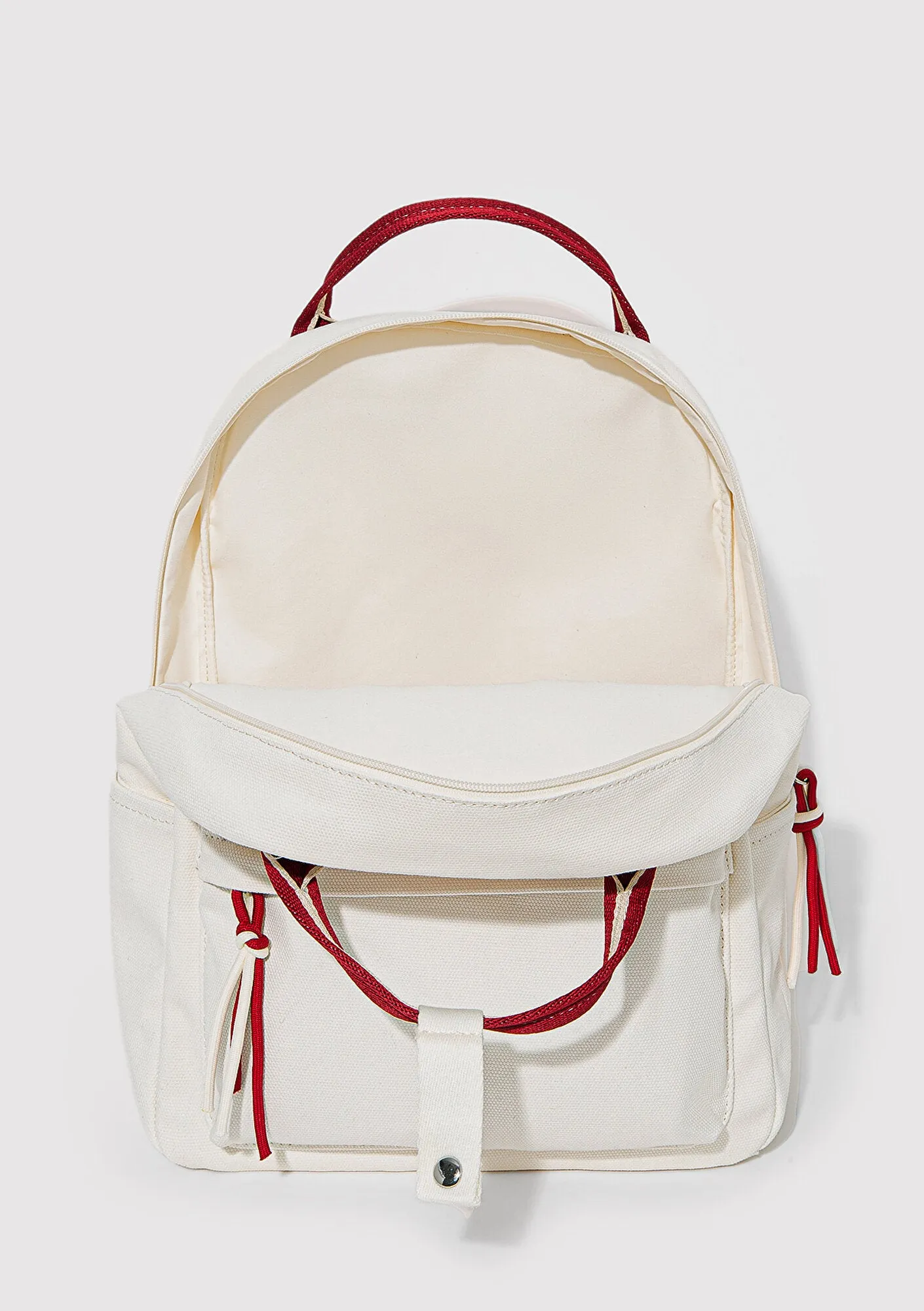 Red Detailed Ecru Backpack