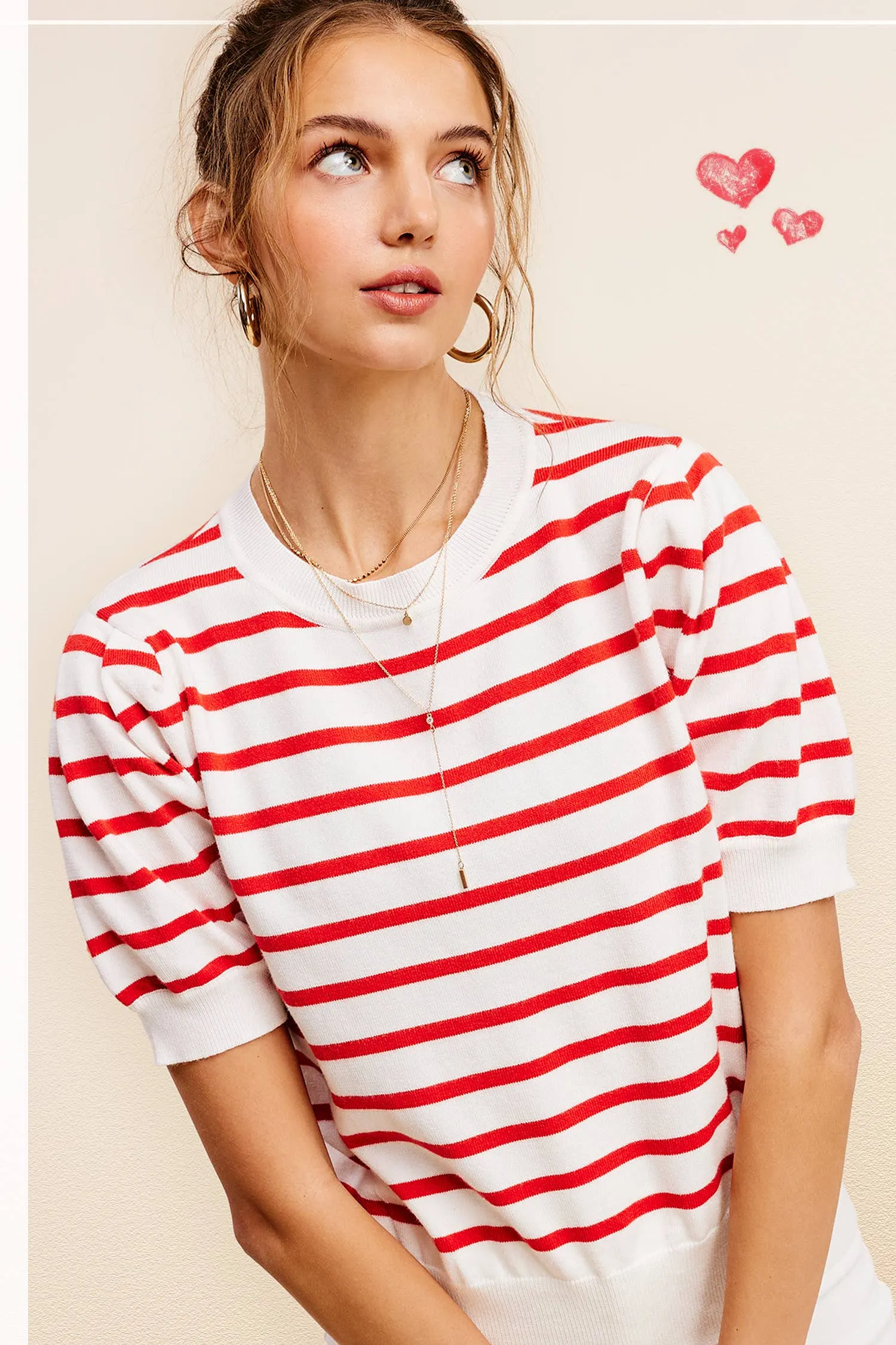 Red Stripe Lightweight Knit Top