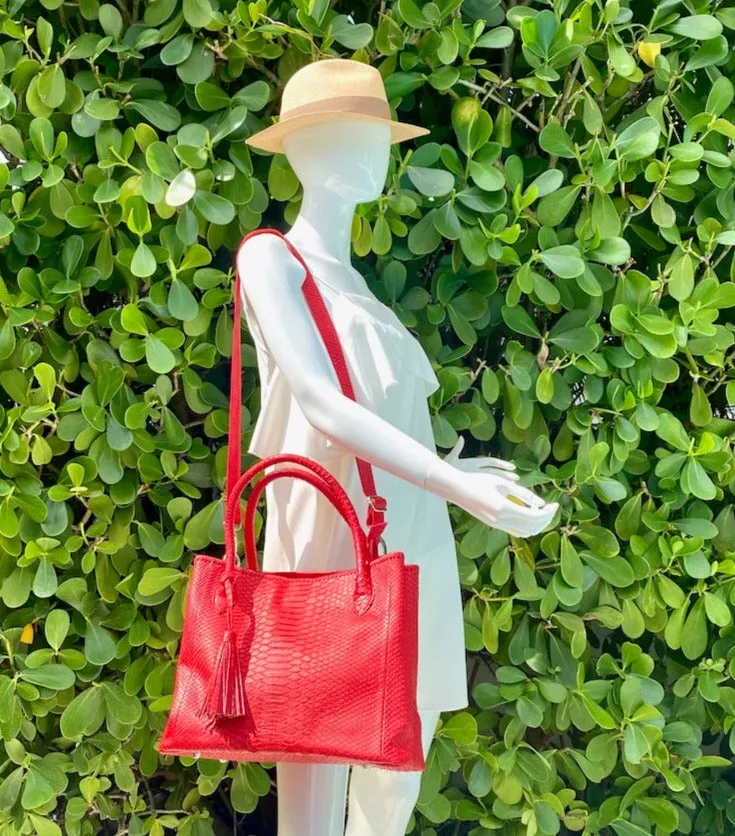 Red Tassel Tote Bag