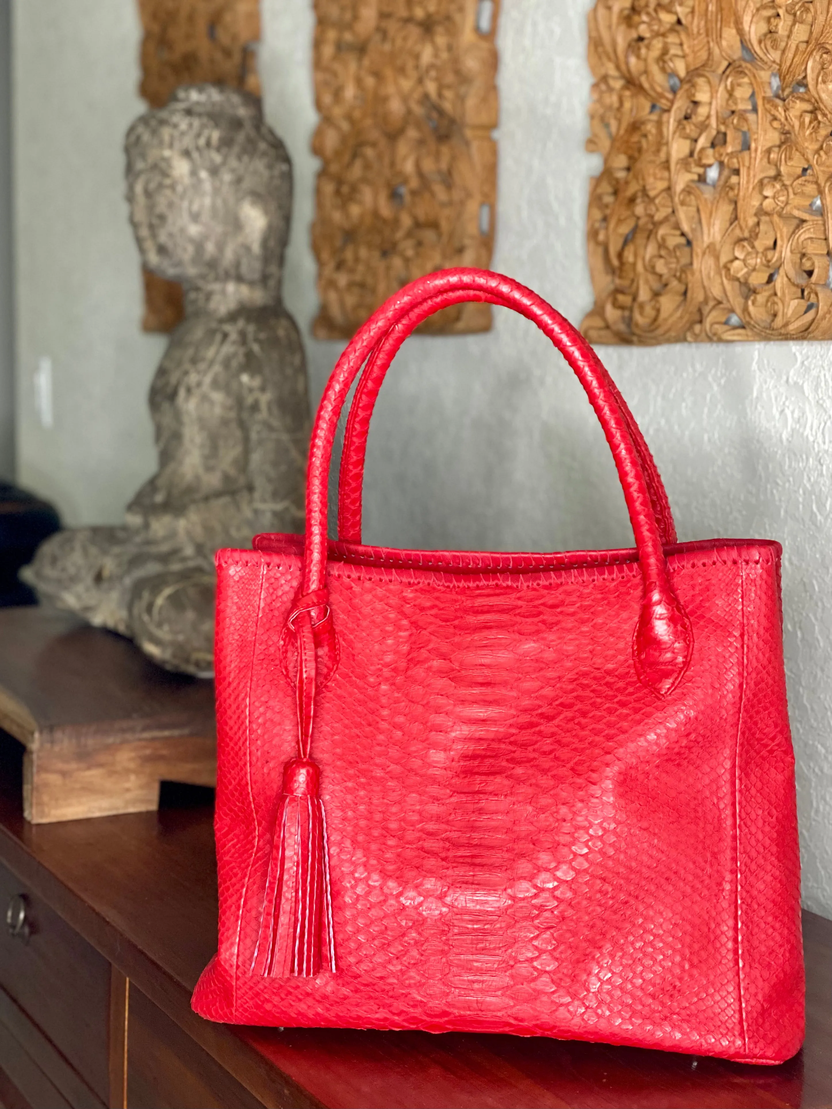 Red Tassel Tote Bag