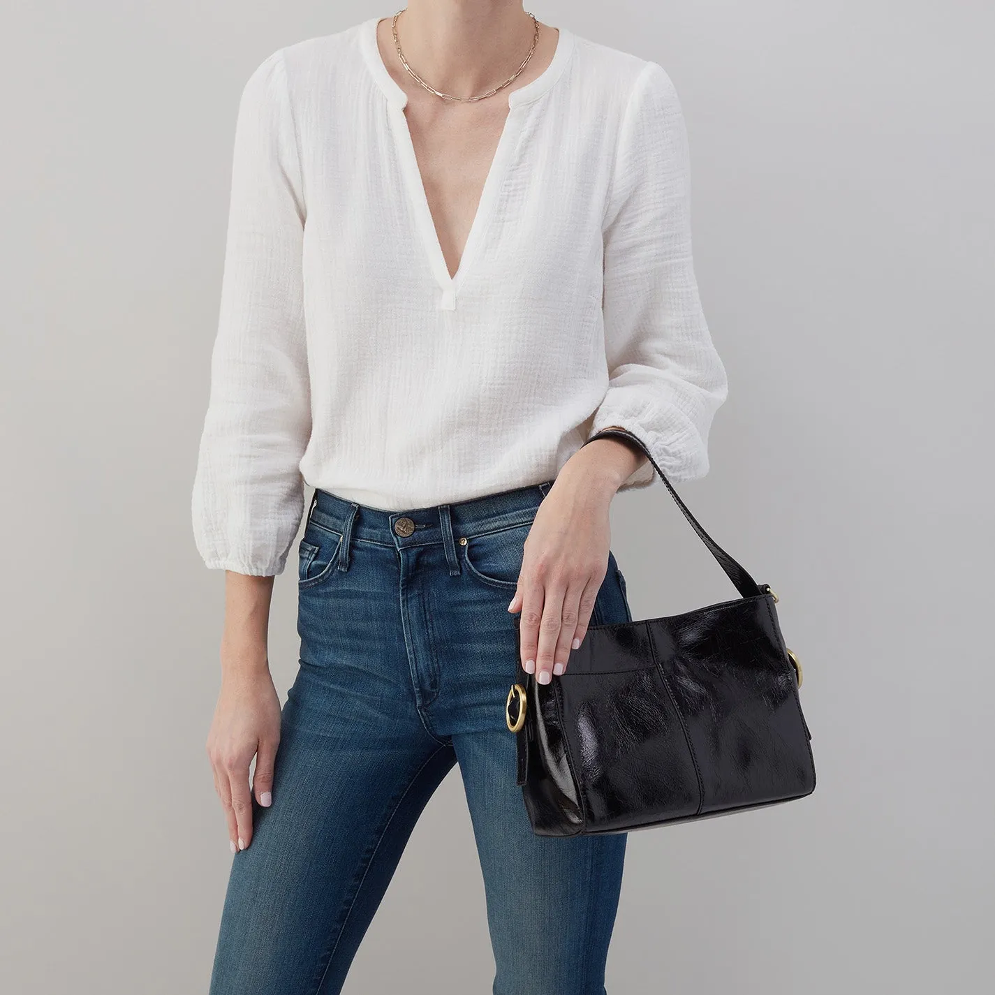 Render Small Crossbody In Polished Leather - Black