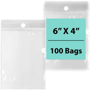 Resealable Plastic Bags with Hang Hole 4 Mil 6X4 Lock Seal Zipper