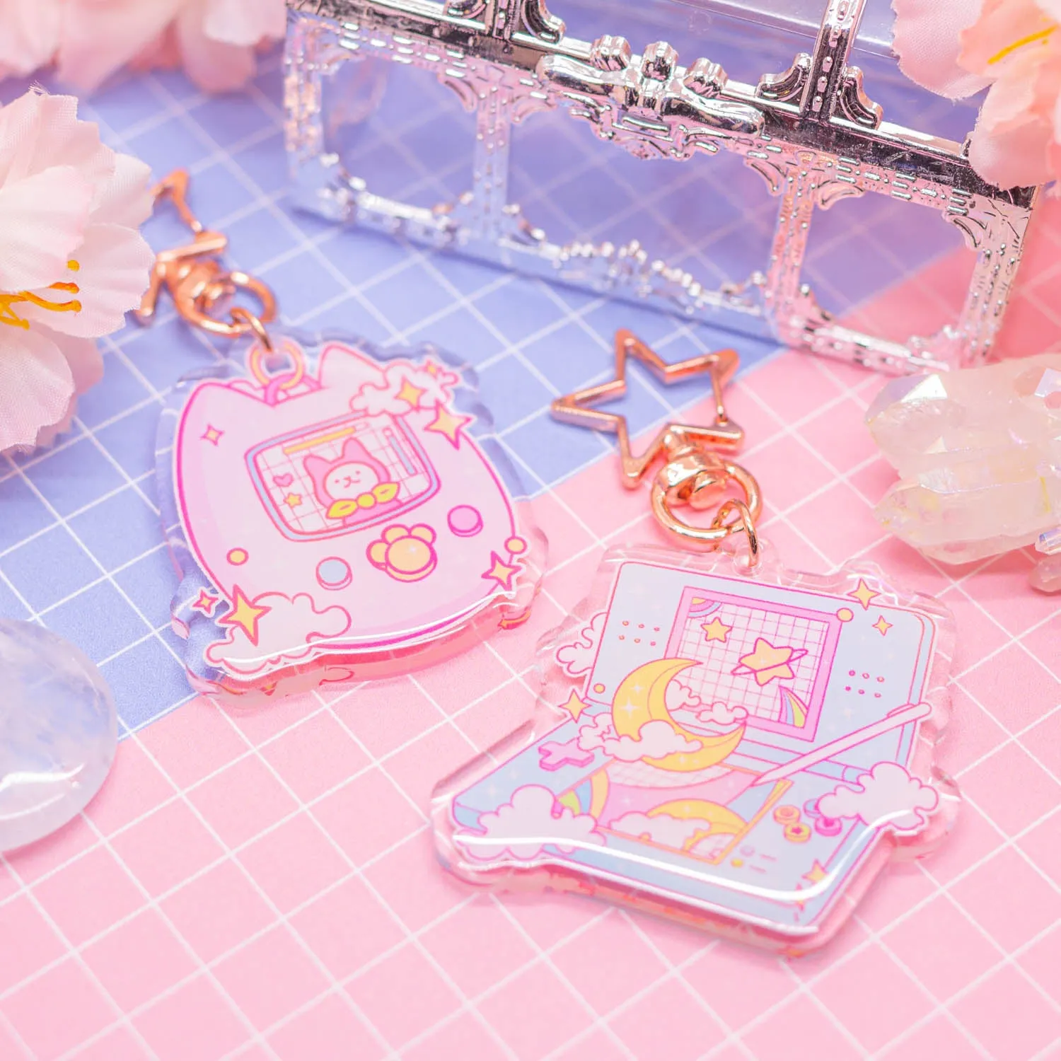 Retro Dreams - CaTamagotchi acrylic charm / keychain