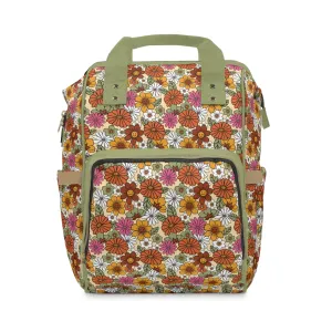 Retro Floral Diaper Backpack - Vintage Floral Baby Bag, Spacious & Durable, Perfect for Stylish Parents
