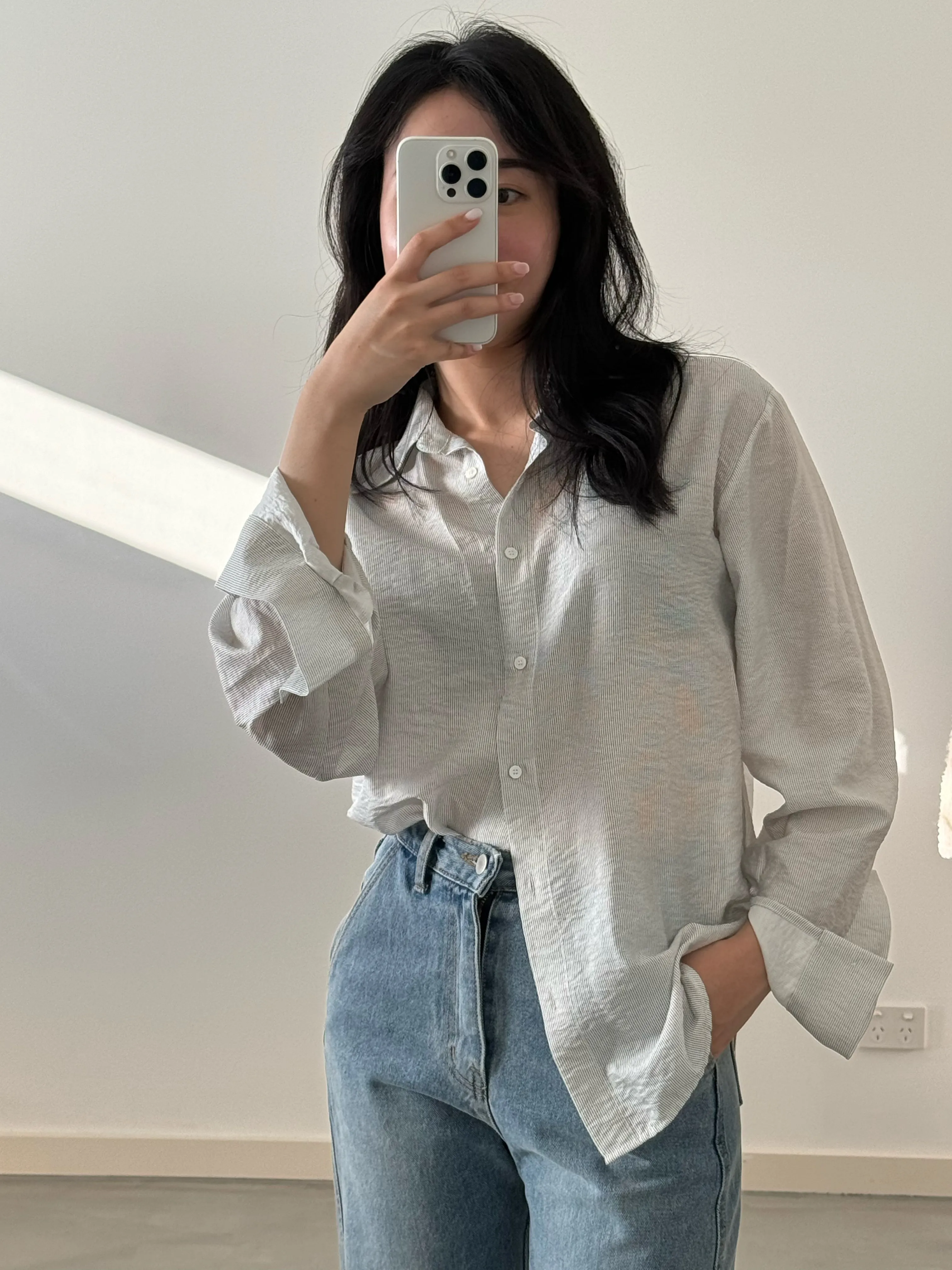 Rolled Sleeves Striped Shirt