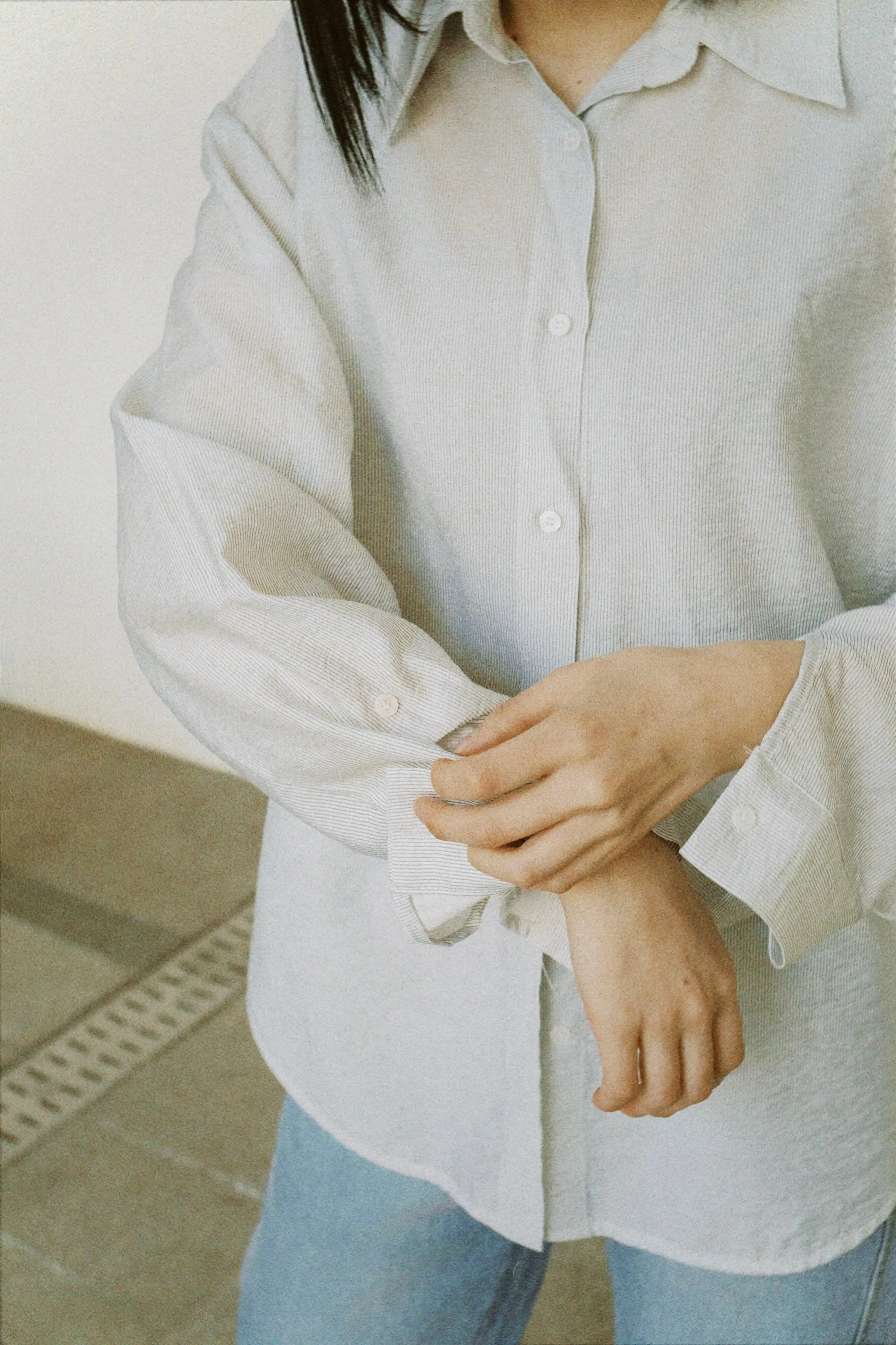 Rolled Sleeves Striped Shirt