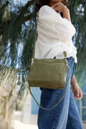 Rome Crossbody in Moss Suede