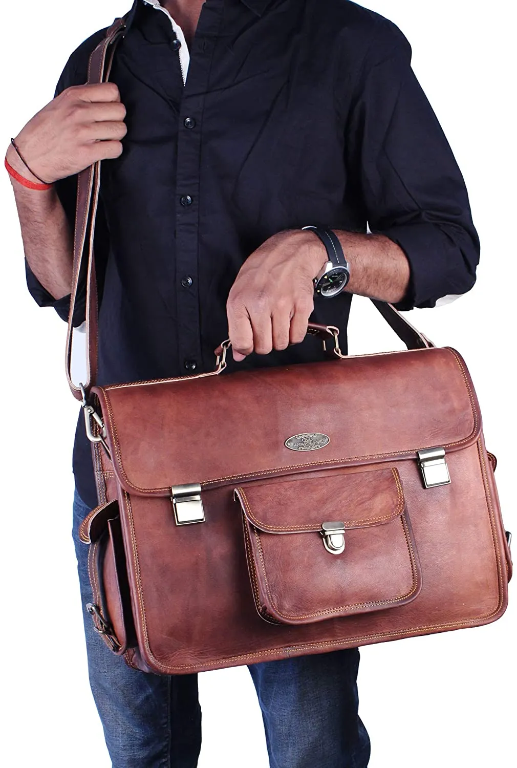 Rustic Vintage Leather Messenger Bag