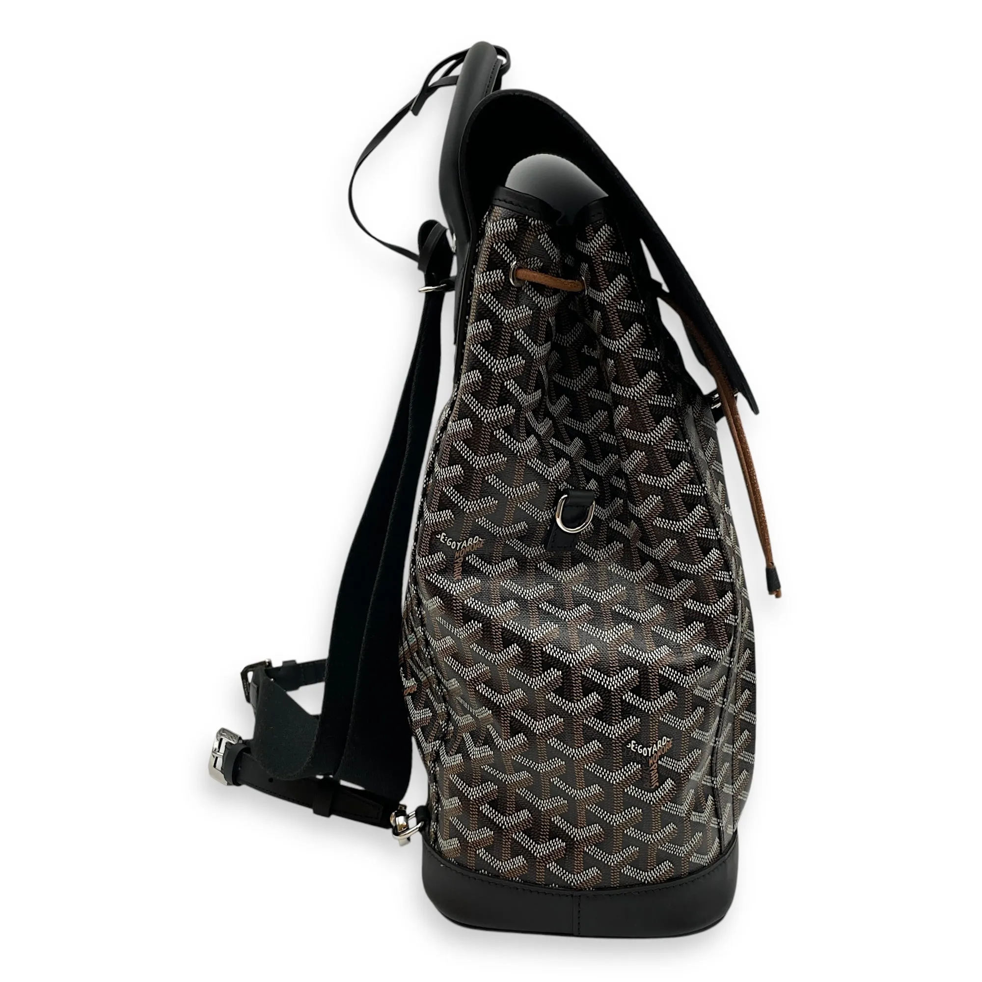 Sac Alphin Backpack MM Black Backpack in Goyardine canvas, calf, Silver hardware