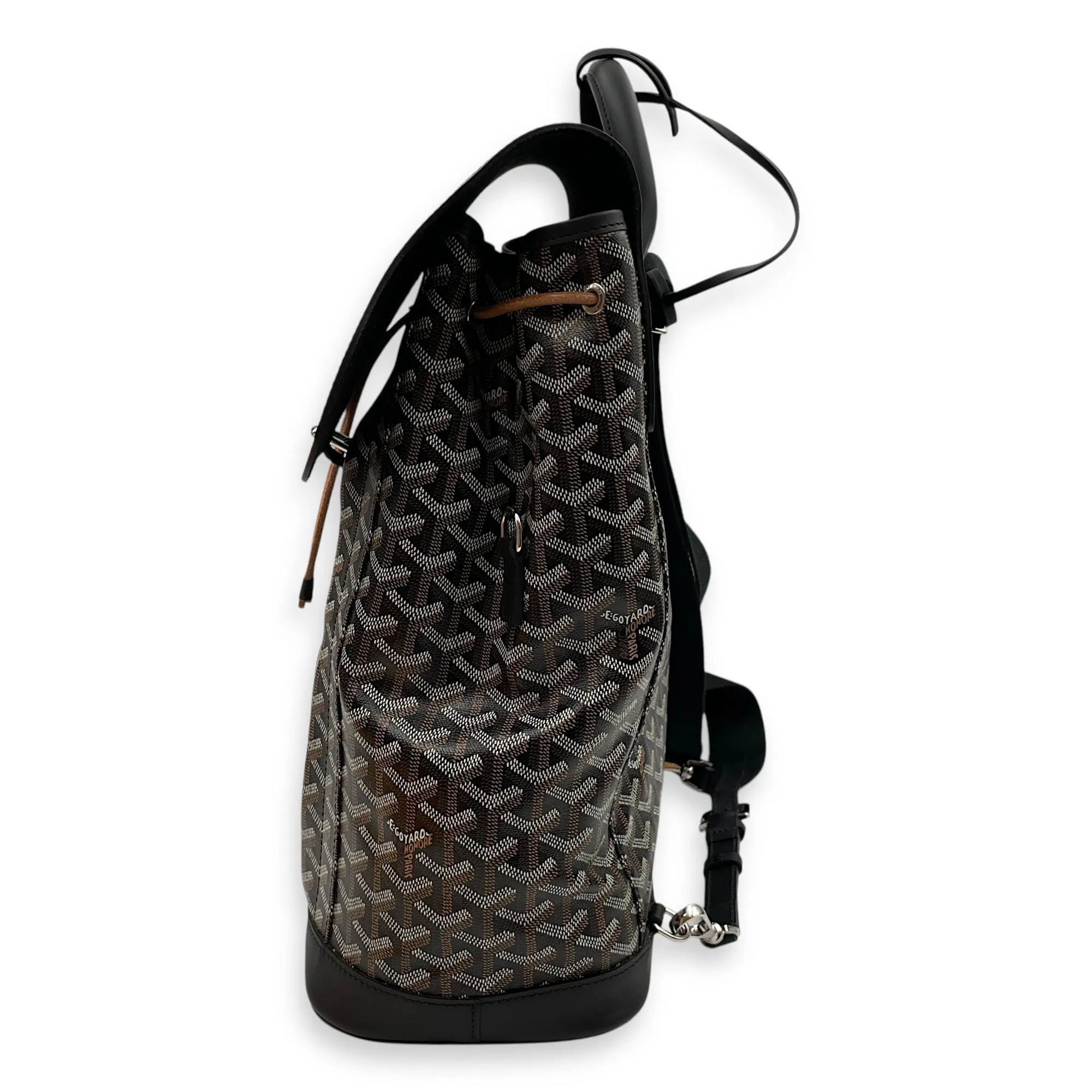 Sac Alphin Backpack MM Black Backpack in Goyardine canvas, calf, Silver hardware