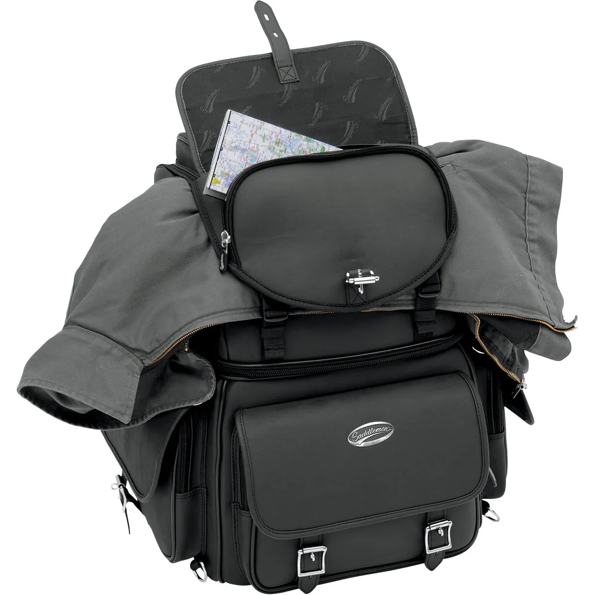 SADDLEMEN BR3400EX Combination Backrest, Backseat, and Sissy Bar Bag