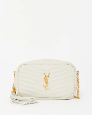 Saint Laurent Ivory Grained Leather Mini Lou Camera Bag