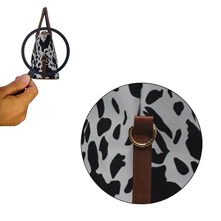 !SALE! Black Cow With Leopard Faux Fur Weekender Bag