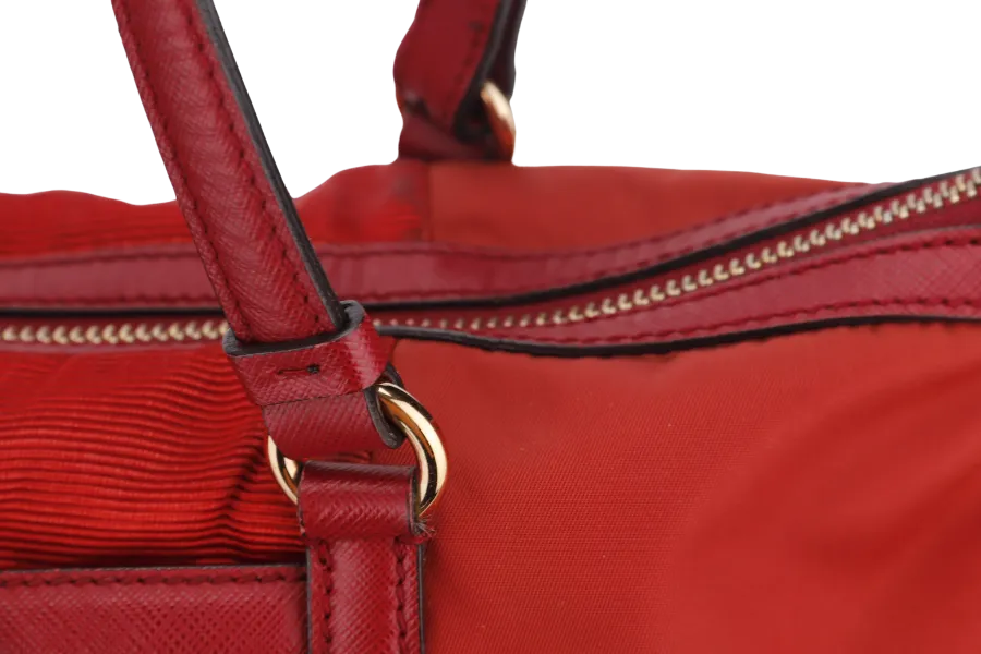 SALVATORE FERRAGAMO RED NYLON VARA BOW SHOULDER BAG GOLD HARDWARE, NO DUST COVER & BOX