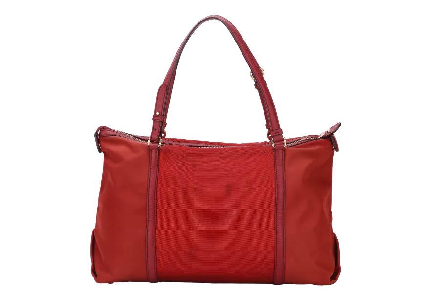 SALVATORE FERRAGAMO RED NYLON VARA BOW SHOULDER BAG GOLD HARDWARE, NO DUST COVER & BOX