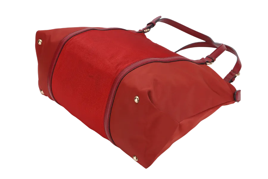 SALVATORE FERRAGAMO RED NYLON VARA BOW SHOULDER BAG GOLD HARDWARE, NO DUST COVER & BOX