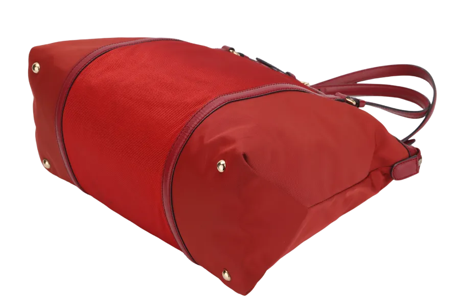 SALVATORE FERRAGAMO RED NYLON VARA BOW SHOULDER BAG GOLD HARDWARE, NO DUST COVER & BOX