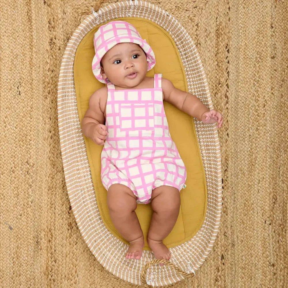 Scooter - Pink Checker Jersey Baby Bubble Romper