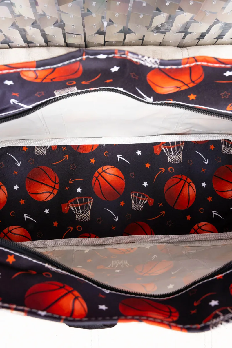 Shooting Hoops Utility Tote with Black Trim