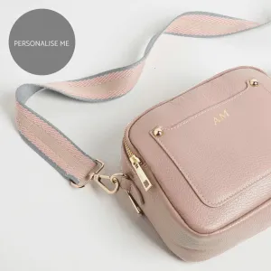 Sienna Crossbody Bag in Blush with Pastel Strap