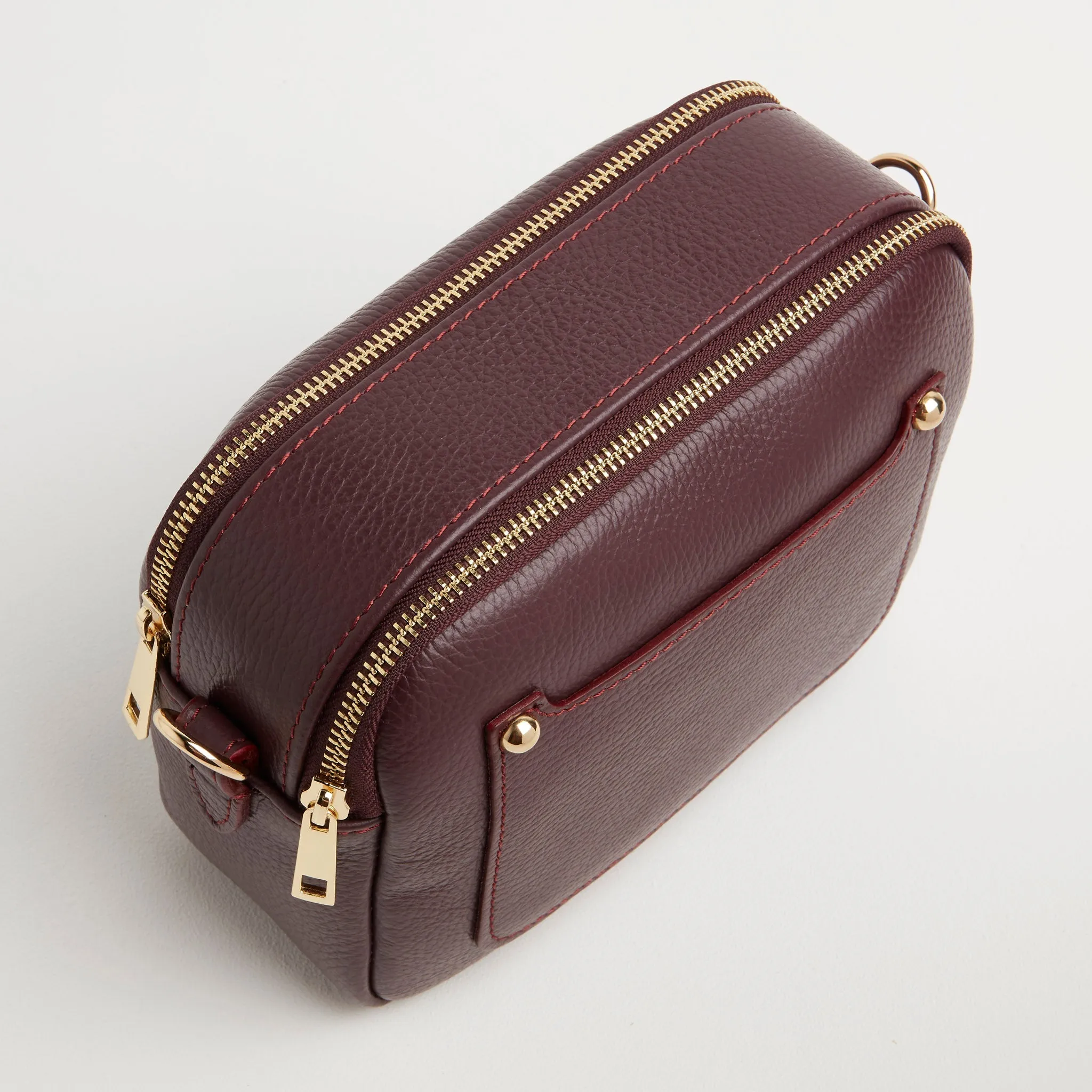 Sienna Crossbody Bag in Burgundy with Orange Aztec Strap