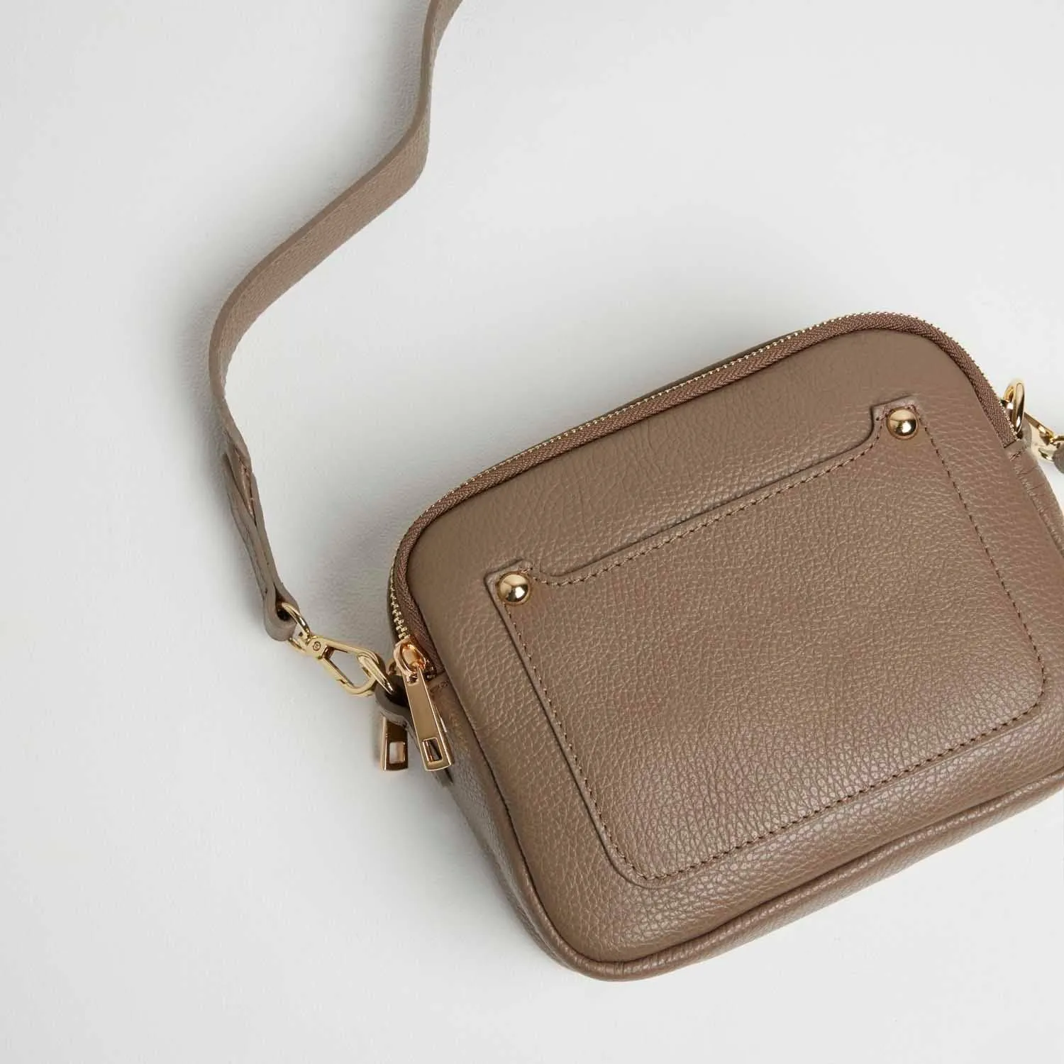 Sienna Crossbody Bag in Dark Taupe with Dark Leopard Strap