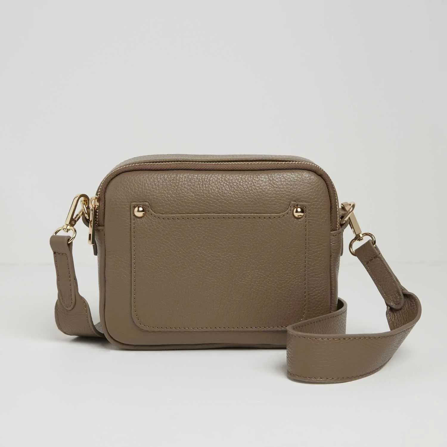 Sienna Crossbody Bag in Dark Taupe with Dark Leopard Strap