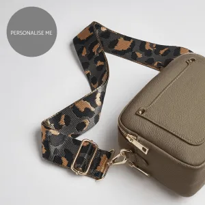 Sienna Crossbody Bag in Dark Taupe with Dark Leopard Strap