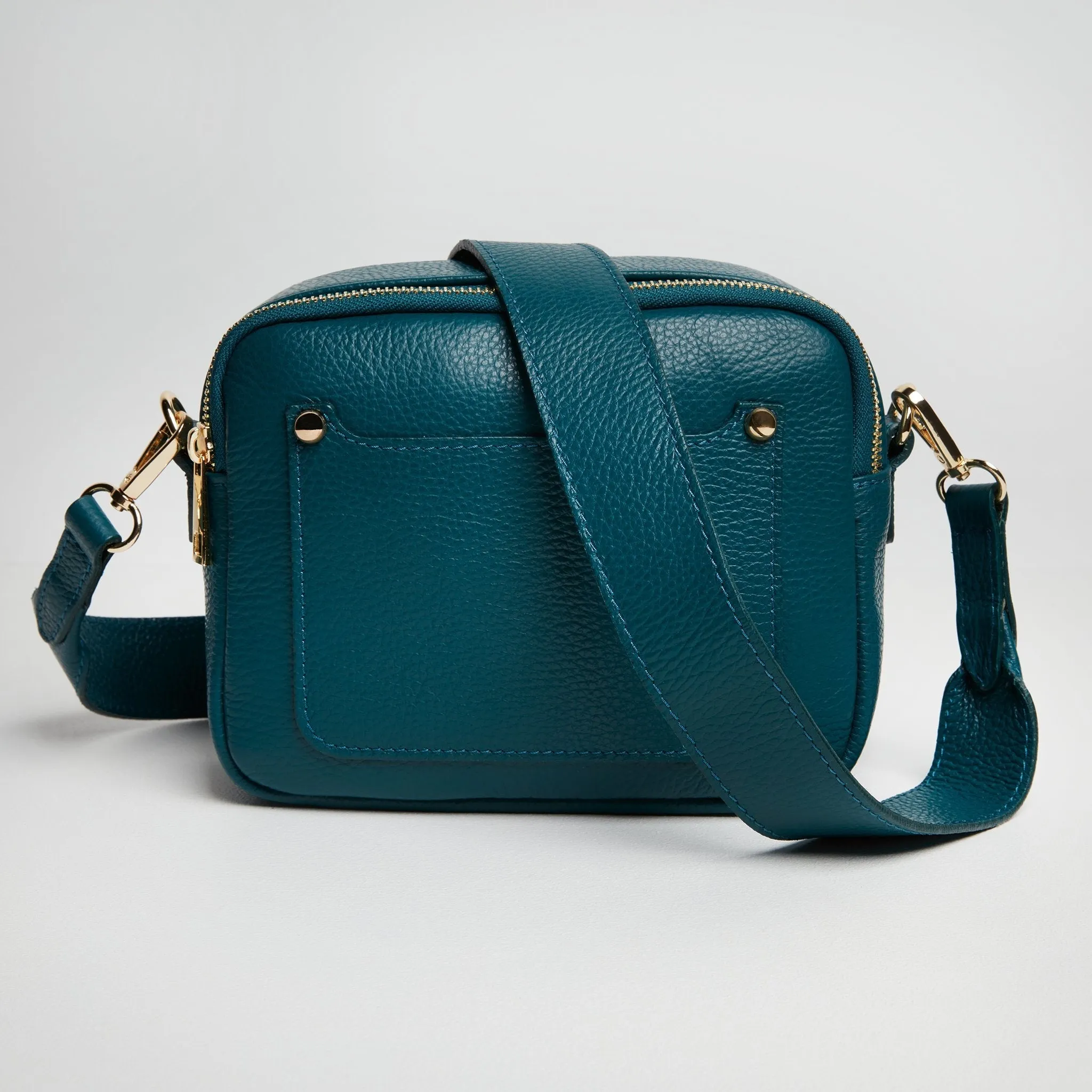 Sienna Crossbody Bag in Teal with Dark Leopard Strap