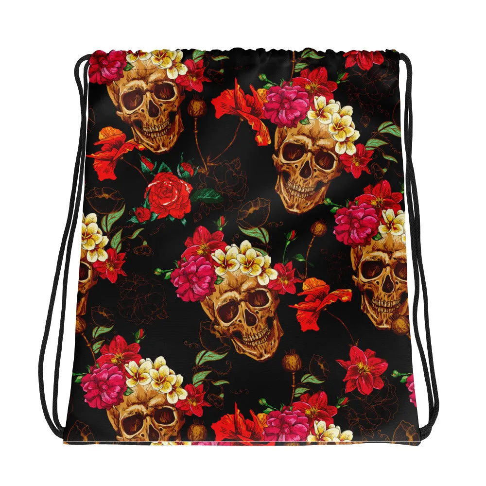 Skulls & Roses Drawstring Bag