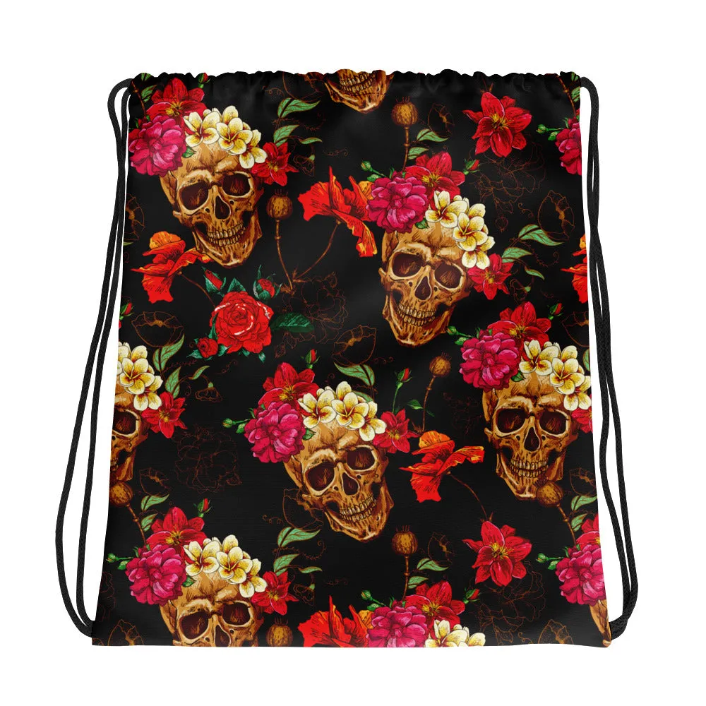 Skulls & Roses Drawstring Bag