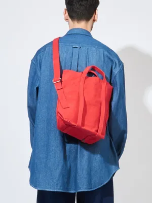 Small Red Washed Canvas 2 Way Messenger Bag