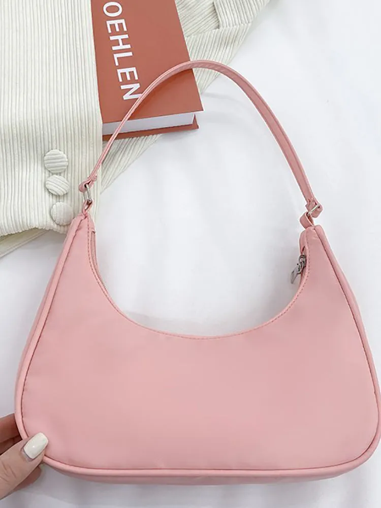 Solid Color Zip Up Bag