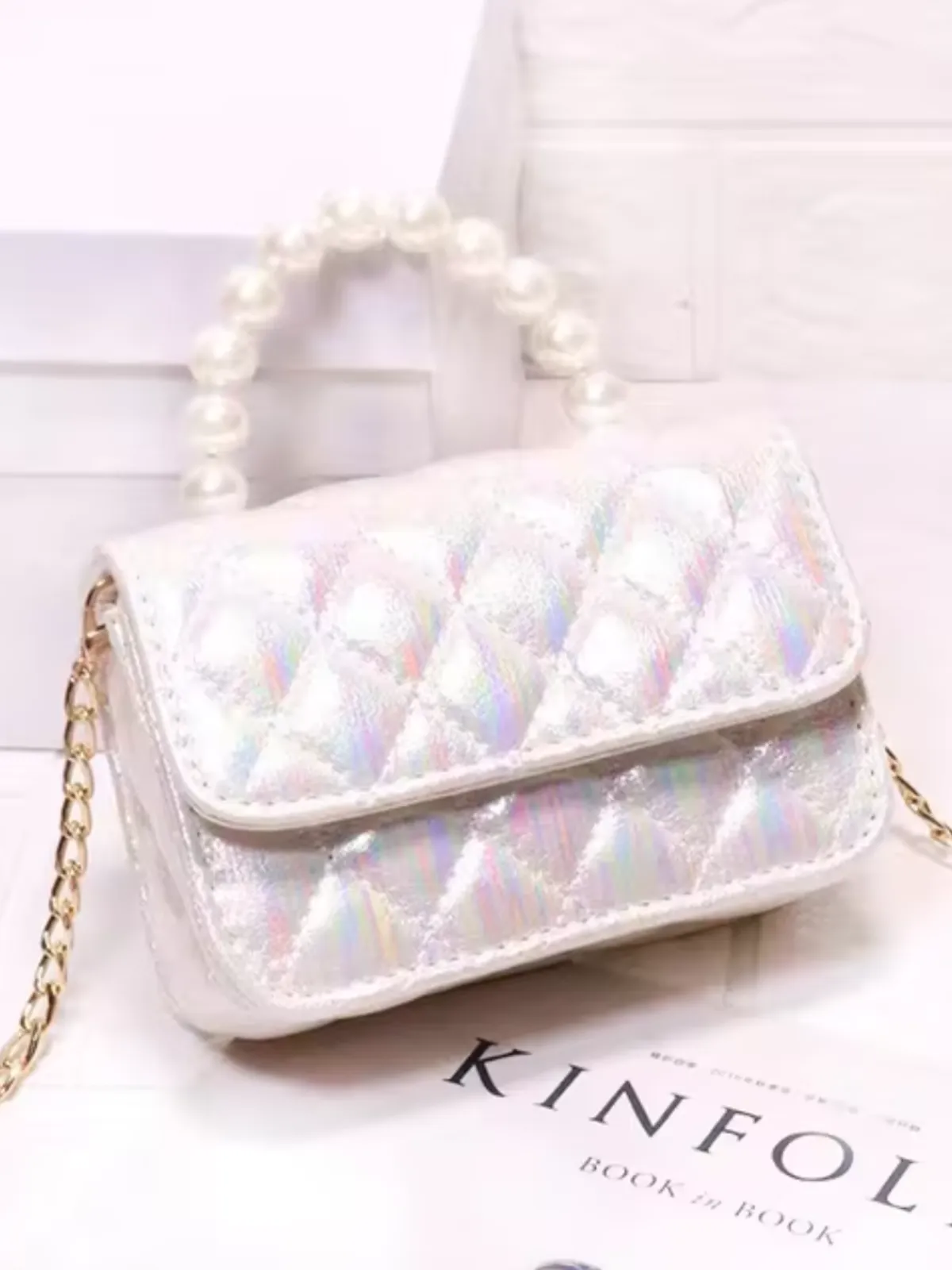Sparkling Pearl Handle Crossbody Bag by Liv and Mia