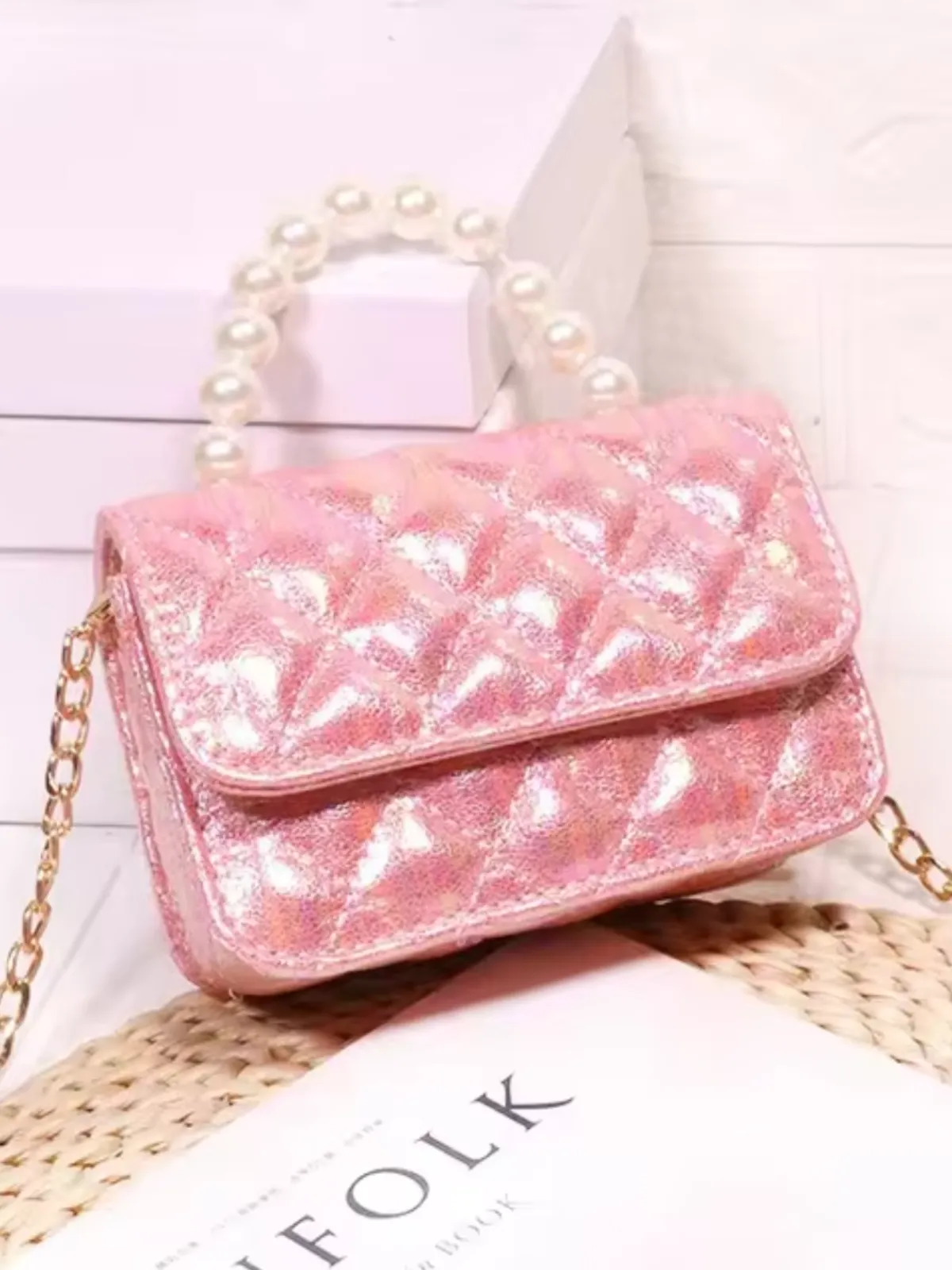 Sparkling Pearl Handle Crossbody Bag by Liv and Mia