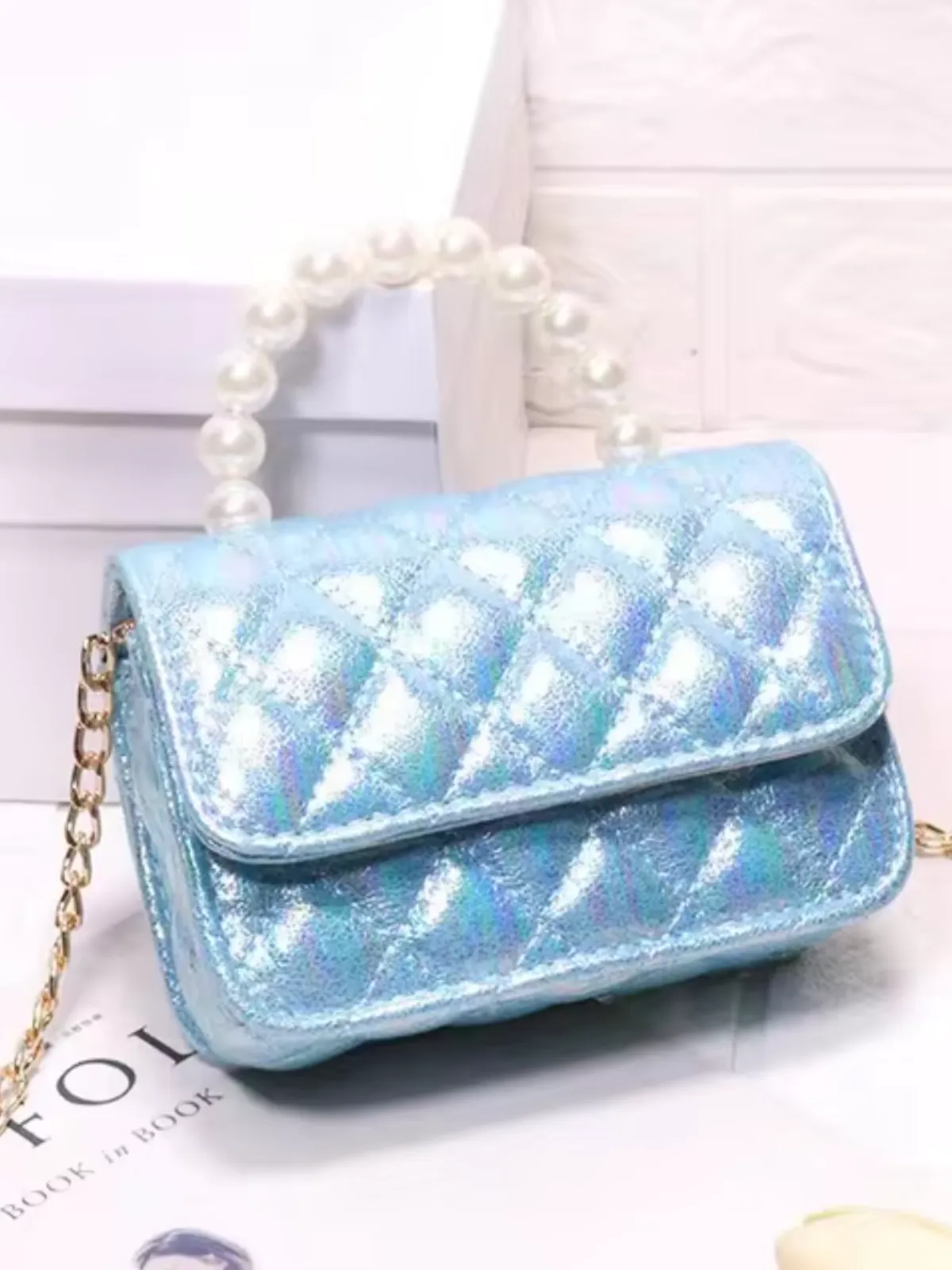 Sparkling Pearl Handle Crossbody Bag by Liv and Mia