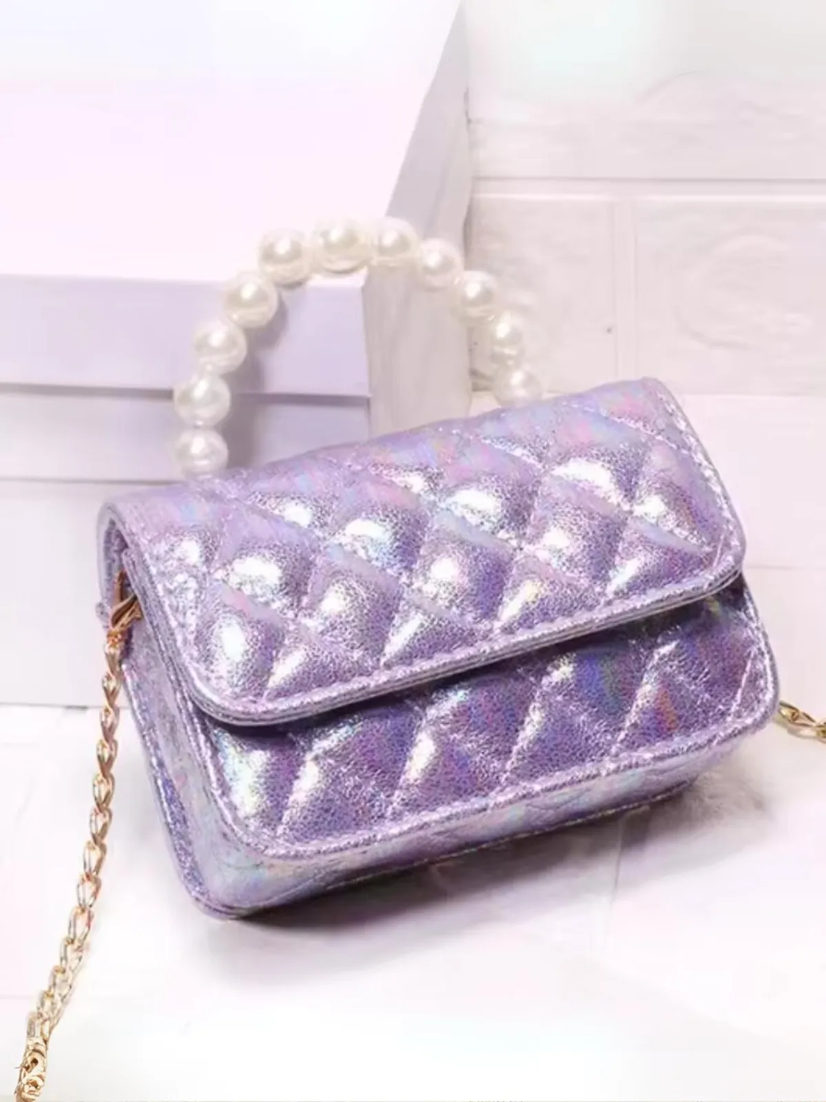 Sparkling Pearl Handle Crossbody Bag by Liv and Mia