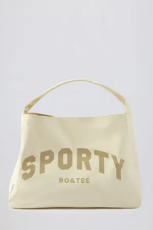 Sporty Oversized Tote Bag in Bone