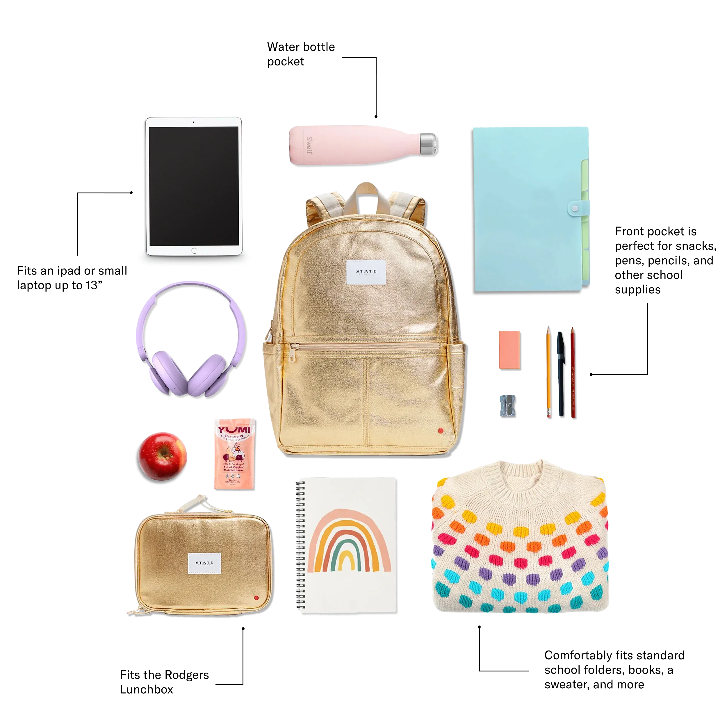 State Bags Kane Kids Backpack - Fuzzy Hearts