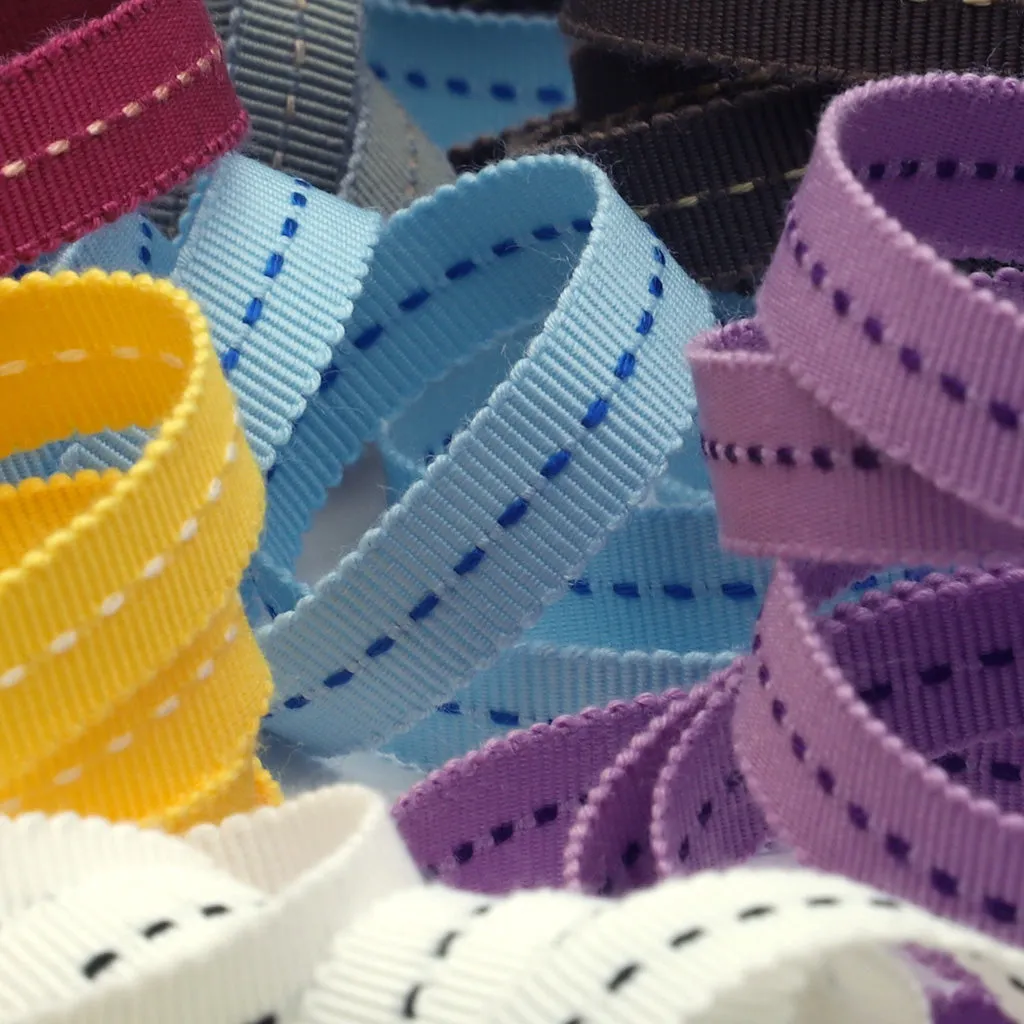 Stitch Grosgrain Ribbon #01 White & Black
