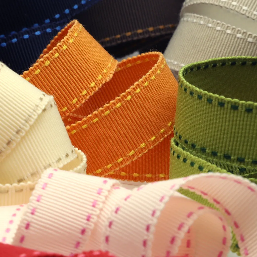 Stitch Grosgrain Ribbon #01 White & Black