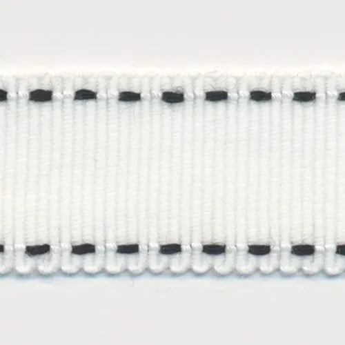 Stitch Grosgrain Ribbon #01 White & Black