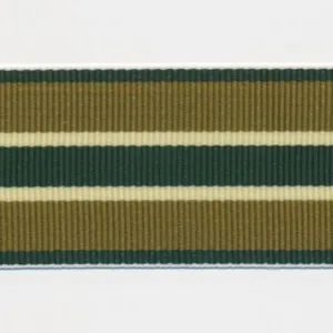 Stripe Grosgrain Ribbon #13 Moss Green & Olive & Cream