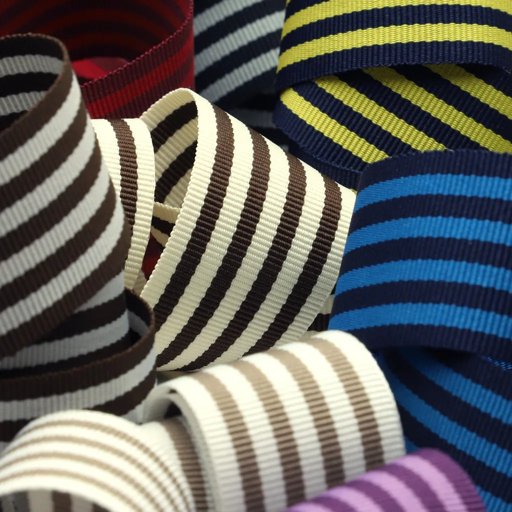 Stripe Grosgrain Ribbon #3 Cream & Dark Brown