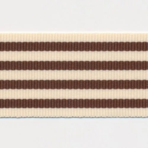 Stripe Grosgrain Ribbon #3 Cream & Dark Brown