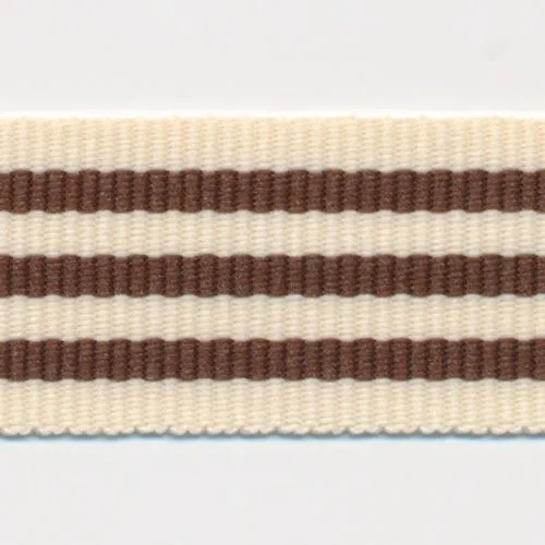 Stripe Grosgrain Ribbon #3 Cream & Dark Brown