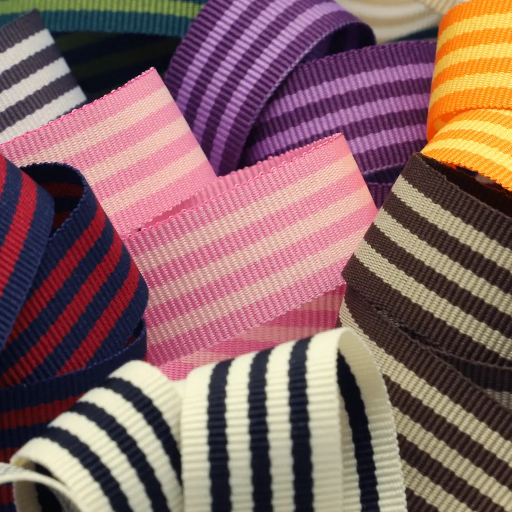 Stripe Grosgrain Ribbon #3 Cream & Dark Brown