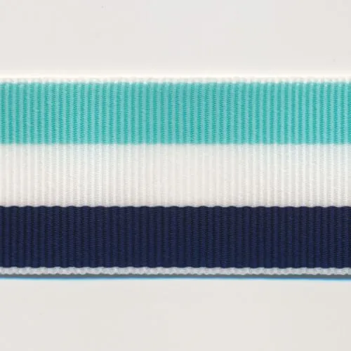 Stripe Grosgrain Ribbon #3 Sky Blue & White & Navy