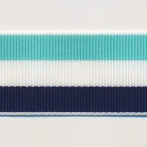 Stripe Grosgrain Ribbon #3 Sky Blue & White & Navy